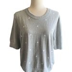 J.Crew Gorgeous gray sweater with white polka dots, short sleeves, excellent condition, size xl Measurements: Bust: armpit to armpit 23-26 inches Length: shoulder seam to bottom 23 inches Photo 2