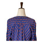 Diane Von Furstenberg  Blue‎ And Orange Silk New Cahil Printed Blouse Size 0 Photo 4