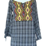 Ivy Jane  Black and‎ White Plaid Yellow Red Embroidery Tunic Sz M Photo 0