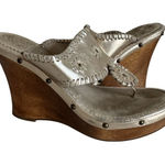 Jack Rogers Gold Leather Platform Wedges Sandals Sz 8 Photo 0