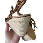 Leopard Print Wedge Sandals Women’s 8.5 Espadrille Platform Bow Strappy Shoes Tan Photo 8