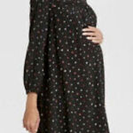 NWT The Nines by HATCH Floral Long Sleeve Dress in Black Maternity Size Small Photo 0