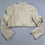 ZARA  Women Cropped Linen Blend Blazer Jacket S Neutral Khaki Minimalist Business Photo 1