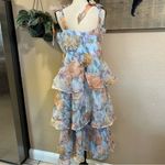 NWT Lulus Playfully Posh Blue Floral Organza Tie Photo 3