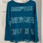 Chaus Sport Sparkly Teal Colored Long Sleeve Top Size S NWOT Blue Photo 2