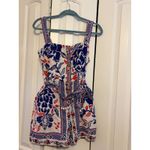 Rachel Zoe Rachel Zoe Romper Womens 8 Blue Red Floral Button Up Tie Waist Summer Photo 4