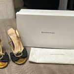 Balenciaga women’s gently used black and gold strappy sandals Photo 0