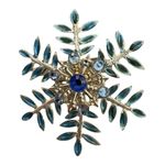 Vintage snowflake blue stone pin brooch Winter Holiday Christmas Photo 1