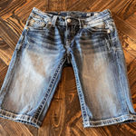 Miss Me Bermuda Denim Jean Shorts Women 28 Embellished Western Cowgirl Grunge Photo 0