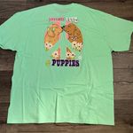 Puppie Love Unisex Graphic T-Shirt Peace Love Puppies Green Size 2XL Photo 1