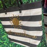 Beach / pool hello sunshine striped tote Black Photo 7