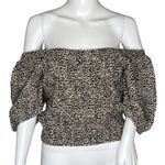 Sophie Rue  Shirt Womens Large Brown‎ Cheetah Animal Square Neck Cropped Edgy Photo 1