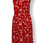 Xhilaration NWT Red Ivory Floral Ruffle Strappy Midi Dress New Photo 1