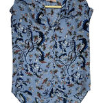 Philosophy Blue Orange Floral Boho Blouse Womens S Boxy Flowy Shirt Cap Sleeve Photo 0