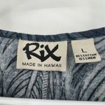 Rix Hawaiian Blue Linen Blend Sleeveless Dress L Tropical Print Cruise Beach Size L Photo 1