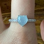 Genuine Aquamarine Sterling Silver Heart Ring Size 9.75 Photo 0