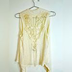 American Dream Cream Drape Vest with Crochet Boho Sleeveless Cardigan Size Small Photo 9