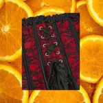 Women's Floral Lace Trim Gothic Corset Waist Cincher Bustier Top Size L(8/10) Red Size L Photo 3