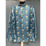 Vintage JOLIE Intimate Satin Collared‎ Pajama Top Size M Turquoise Stars Blue Size M Photo 7