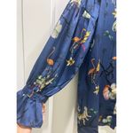 Pietro Brunelli High Ruffle Collard Printed Button Down Sz XS Blue Photo 1