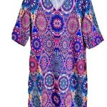 NWT Aumora Women's Shift Dress Floral Paisley Print V Neck Mini Dress Purple Size L Photo 0