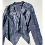 Cynthia Rowley Vintage Blue Cropped Jacket Women's Size Medium 100% Leather Photo 4