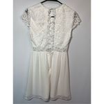 Francesca's Women's Open Back Lace Lined Cap Sleeve Mini Dress White Size XS Photo 4