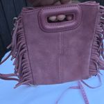 Maje  Mini Pink Suede Fringe Shoulder Bag Photo 13
