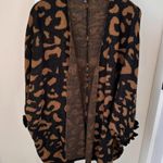Dress Up Nora Luxe Knit Leopard Ruffle Open Cardigan SZ M Photo 4