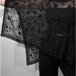 Scala  Black Sheer Floral Blouse Photo 11