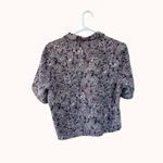 Partly Friend Cropped Floral Button Down Blouse Abstract Print Size L Purple Size L Photo 6