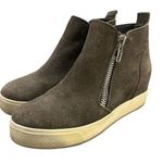 Steve Madden Bootie Women's Size 7 Gray Suede Wedge Sneaker Shoes Zip Side Photo 0