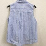 Michael Kors  Blue Striped Chambray Front Tie Linen Blend Sleeveless Top Size XL Photo 5