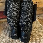 UGG  Black And Silver Shimmer Tall Cardy Knit‎ Boots Size 6 Photo 7