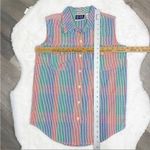 Bill Blass Check Color Block Sleeveless Button Front Shirt Multicolor Small Photo 7