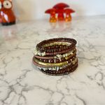 Earth Toned Beaded Multi Layer Coiled Bracelet Brown Photo 1