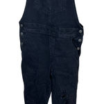 Old Navy Distressed Black Denim Overalls Ripped Knee Pockets Casual Women's 8 Photo 0