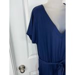 AnyBody Navy Blue V Neck Elastic Waist Wide Leg Jumpsuit Women Large Casual Photo 1