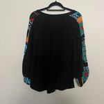 Kori America Black Vneck Sweater With Colorful Sleeves Photo 2