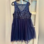 Torrid  Navy Blue Sequin Tulle Skater Evening Formal Dress Plus Size 18 NWT Photo 5