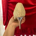 Audrey Brooke Silver Glittery Rhinestone Open Toe Textured Heels  8 Photo 6