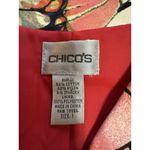 Chico's  Women Jacket Suze 1 Orange Floral Snap Front Colorful Classic‎ Business Photo 2
