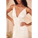 Lulus Promise My Passion White Satin Jacquard Maxi Dress V Neck Floral M Size M Photo 4