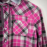 Carhartt Flannel Shirt Womens Small Pink Plaid Hooded Pearl Snap Rugged Shacket Photo 3