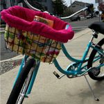 GYPSEA BLUE HANDMADE BICYCLE BASKET LINER BEACH BAG BLACK PINK FLAMINGO Photo 4