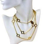FORNASH Quatrefoil Gold Tone Necklace with lobster claw clasp 42 inches long Photo 0