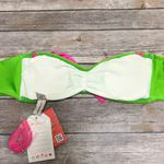 Luli Fama Pink Green Rhinestones Bandeau Bow Tassels Halter Bikini Top NWT Small Photo 5