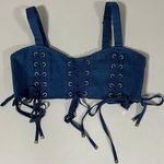 Rehab Jean Denim Lace-Up Tie-Up Bustier Tank Crop Top Blouse Shirt Size M 🦋✨ Photo 0