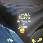 Croft & Barrow Womens Classic Polo Shirt Navy Blue Pineapple Print Size 1X Photo 1