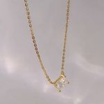 Boutique NEW Minimalist Gold Necklace with Simulated Diamond Emerald Cut Pendant, 16-18” Photo 3
